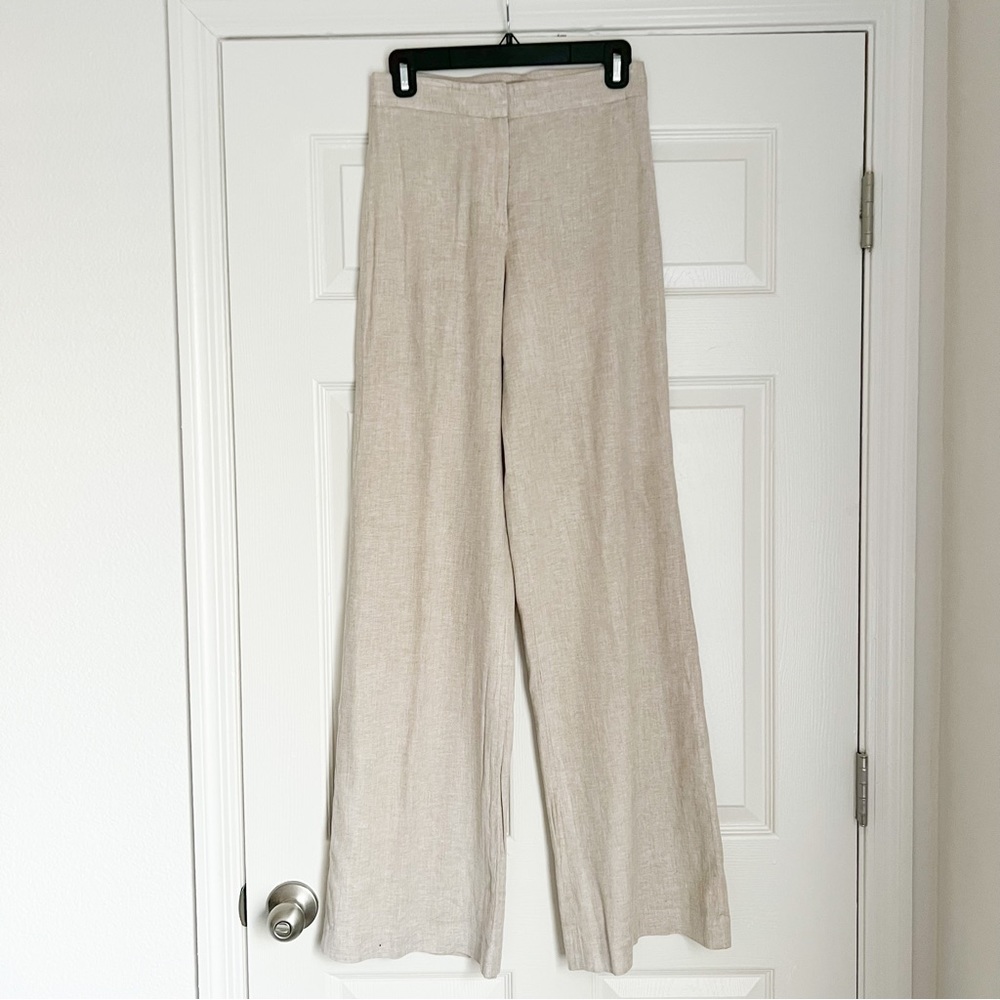 Theory Wide Leg Linen Blend Trousers